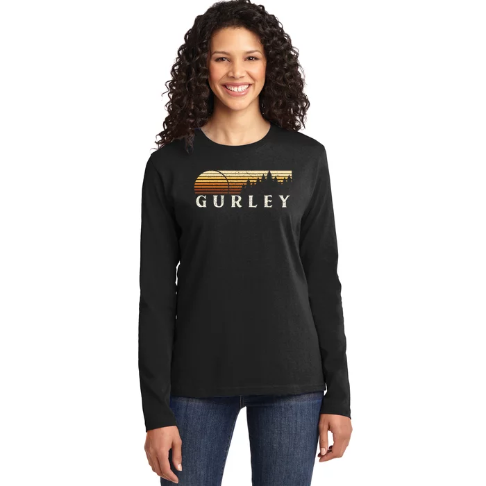 Gurley Al Vintage Evergreen Sunset Eighties Retro Ladies Long Sleeve Shirt