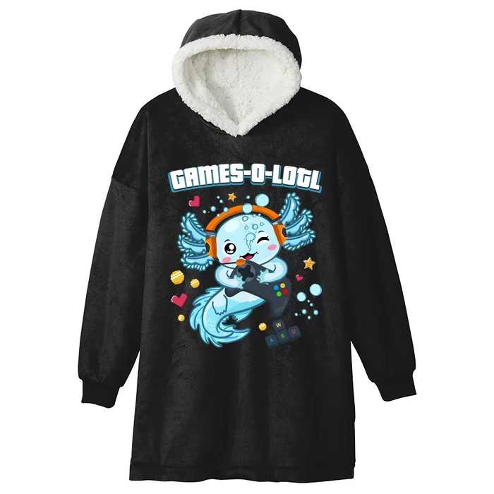 Gamesolotl Axolotl Video Gamer Kawaii Axolotl Fish Hooded Wearable Blanket