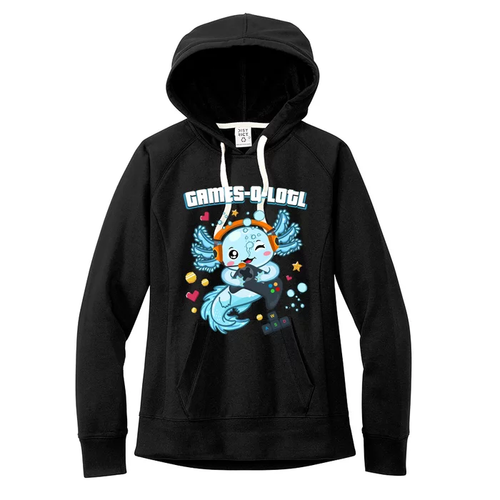 Gamesolotl Axolotl Video Gamer Kawaii Axolotl Fish Women's Fleece Hoodie