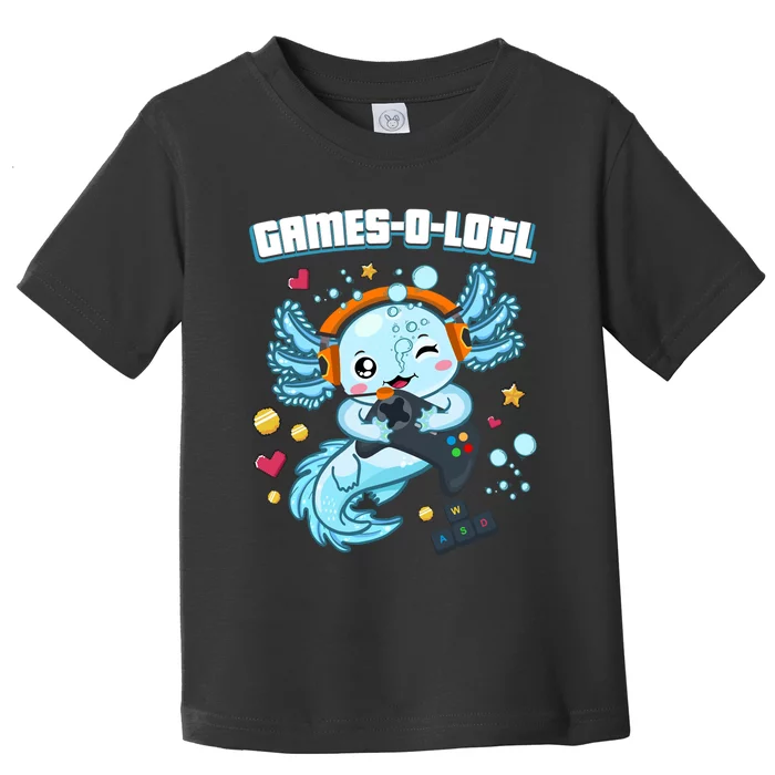 Gamesolotl Axolotl Video Gamer Kawaii Axolotl Fish Toddler T-Shirt