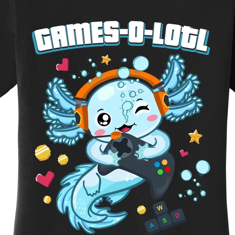 Gamesolotl Axolotl Video Gamer Kawaii Axolotl Fish Women's T-Shirt