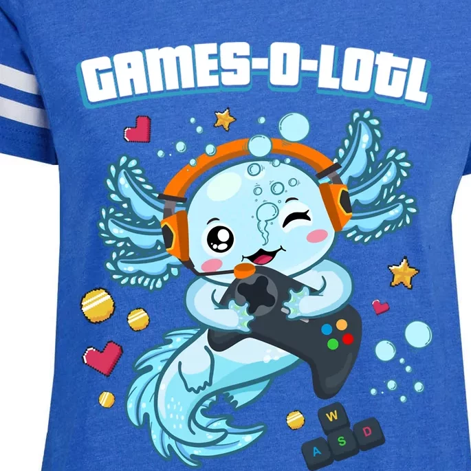 Gamesolotl Axolotl Video Gamer Kawaii Axolotl Fish Enza Ladies Jersey Football T-Shirt