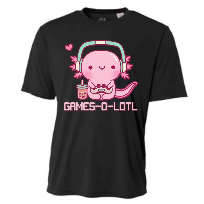 Gamesolotl Axolotl Video Games Kawaii Anime Gamer Cooling Performance Crew T-Shirt