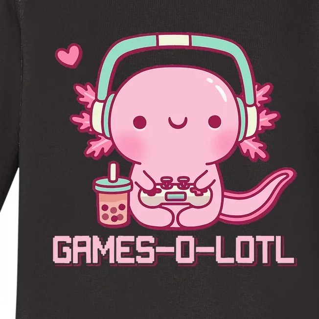 Gamesolotl Axolotl Video Games Kawaii Anime Gamer Baby Long Sleeve Bodysuit