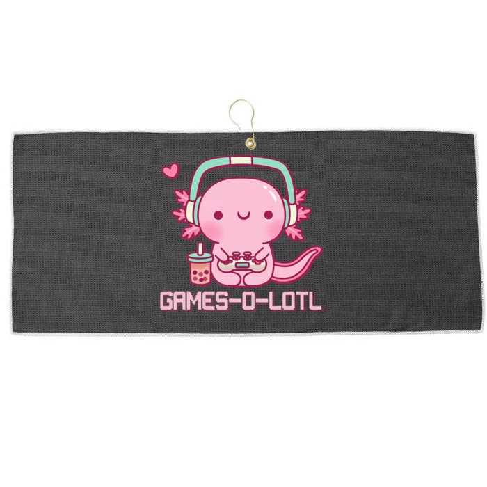 Gamesolotl Axolotl Video Games Kawaii Anime Gamer Large Microfiber Waffle Golf Towel