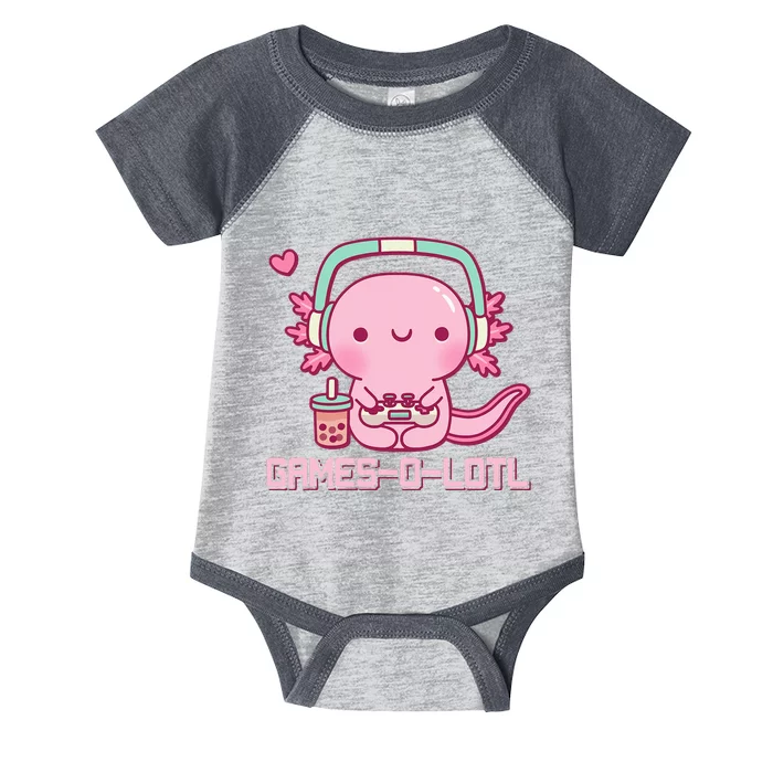 Gamesolotl Axolotl Video Games Kawaii Anime Gamer Infant Baby Jersey Bodysuit