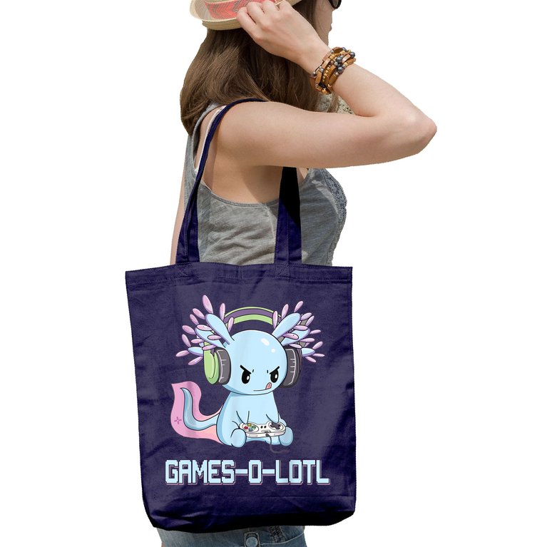 Gamesolotl Axolotl Video Gamer Kawaii Pastel Goth Anime Tote Bag