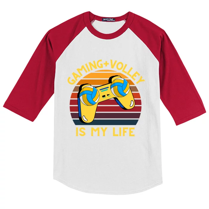 Gaming And Volley Is My Life Volley Esport Gamer Gift Kids Colorblock Raglan Jersey