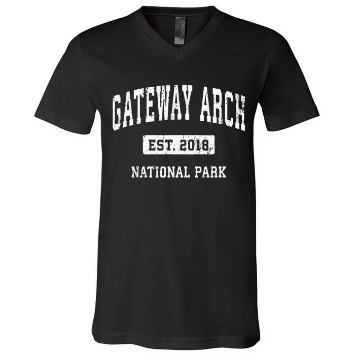 Gateway Arch Vintage National Park Sports V-Neck T-Shirt