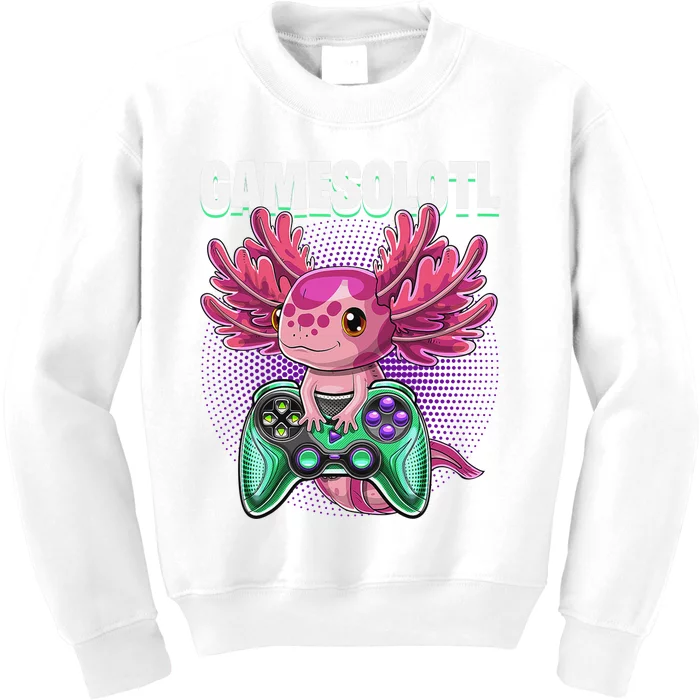 Gamesolotl Axolotl Video Game Controller Gaming Kids Sweatshirt