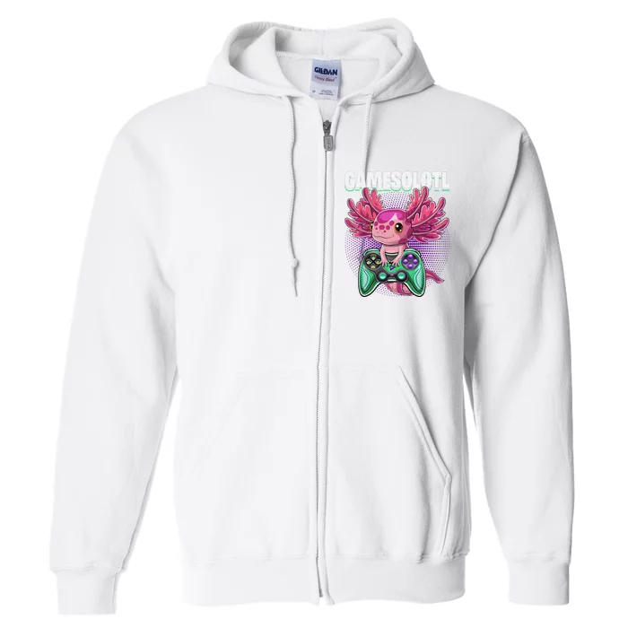 Gamesolotl Axolotl Video Game Controller Gaming Full Zip Hoodie