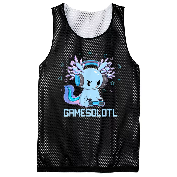 Gamesolotl Axolotl Video Gamer Kawaii Anime Gifts Boys Girls Mesh Reversible Basketball Jersey Tank