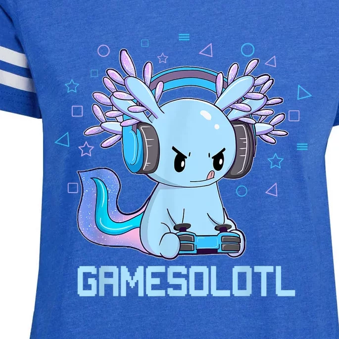 Gamesolotl Axolotl Video Gamer Kawaii Anime Gifts Boys Girls Enza Ladies Jersey Football T-Shirt