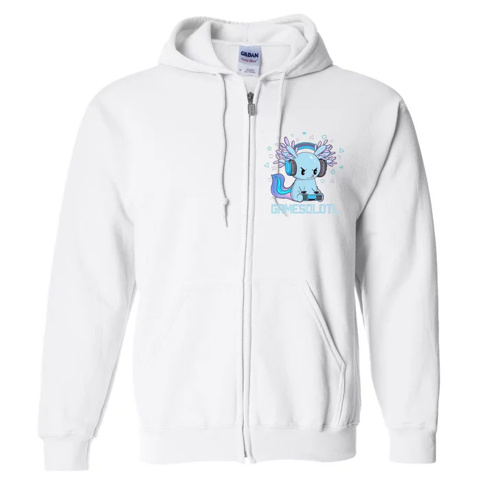 Gamesolotl Axolotl Video Gamer Kawaii Anime Gift Boys Teens Full Zip Hoodie