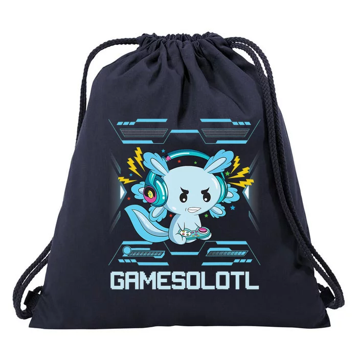 Gamesolotl Axolotl Video Gamer Kawaii Anime Gifts Boys Girls Drawstring Bag