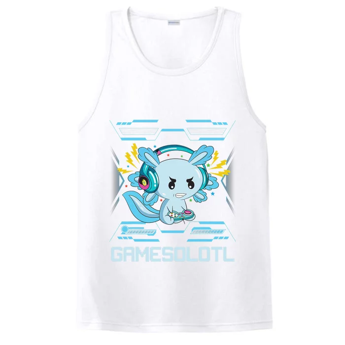 Gamesolotl Axolotl Video Gamer Kawaii Anime Gifts Boys Girls Performance Tank