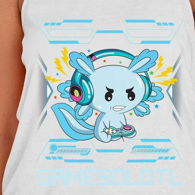 Gamesolotl Axolotl Video Gamer Kawaii Anime Gifts Boys Girls Women's Knotted Racerback Tank