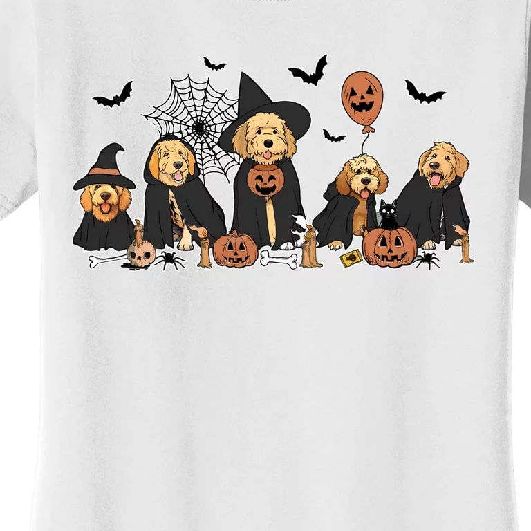 Ghost And Witch Goldendoodle Halloween Dog Lover Women's T-Shirt