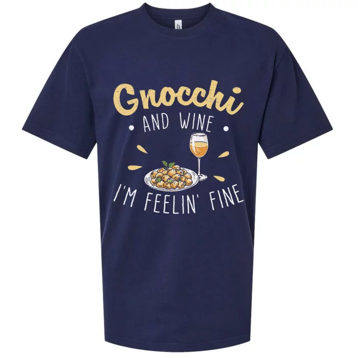 Gnocchi And Wine IM Feeling Fine Funny Gnocchi Pasta Lovers Sueded Cloud Jersey T-Shirt