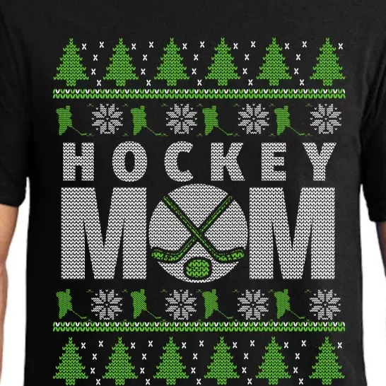 Green And White Hockey Mom Ugly Christmas Gift Pajama Set