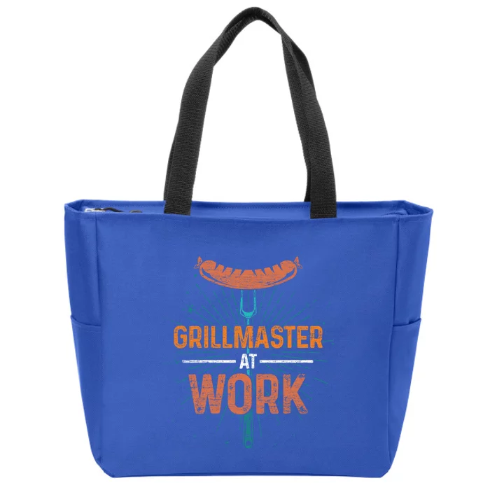 Grillmaster At Work Bbq Sausage Meat Lover Funny Barbecue Gift Zip Tote Bag