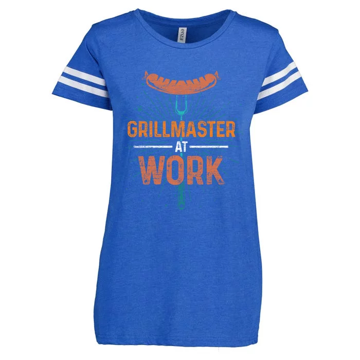 Grillmaster At Work Bbq Sausage Meat Lover Funny Barbecue Gift Enza Ladies Jersey Football T-Shirt