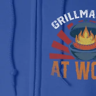 Grillmaster At Work Meat Lover Grilling Bbq Funny Barbecue Gift Full Zip Hoodie