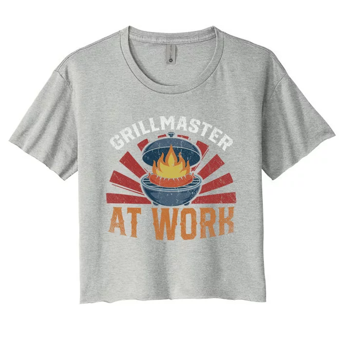 Grillmaster At Work Meat Lover Grilling Bbq Funny Barbecue Gift Women's Crop Top Tee