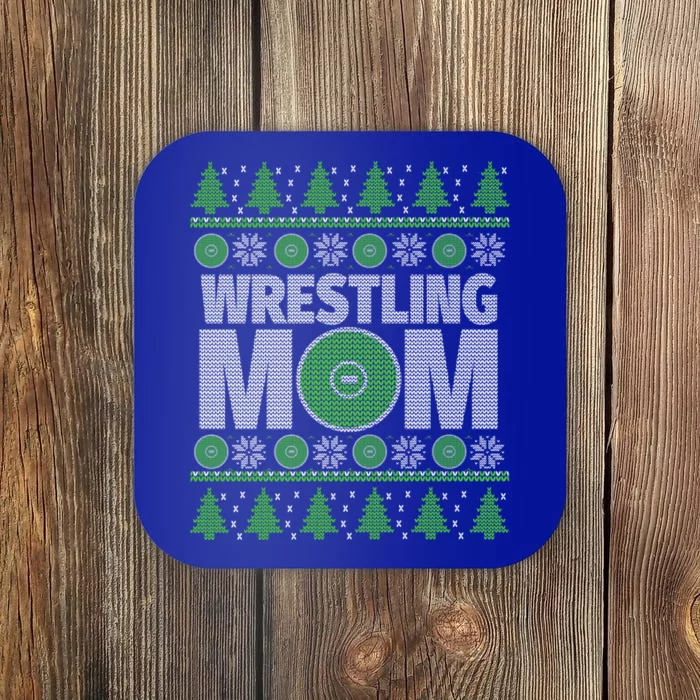 Green And White Wrestling Mom Ugly Christmas Gift Coaster