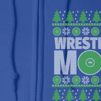 Green And White Wrestling Mom Ugly Christmas Gift Full Zip Hoodie