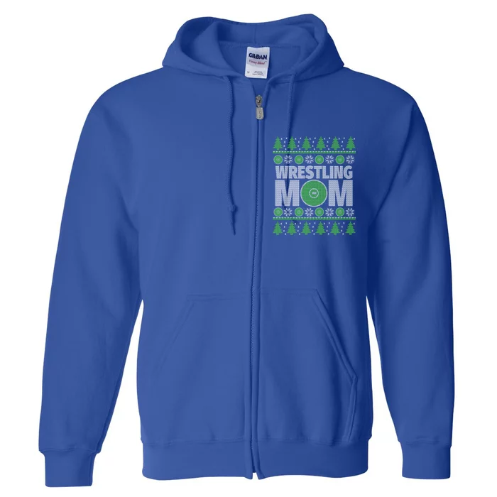 Green And White Wrestling Mom Ugly Christmas Gift Full Zip Hoodie