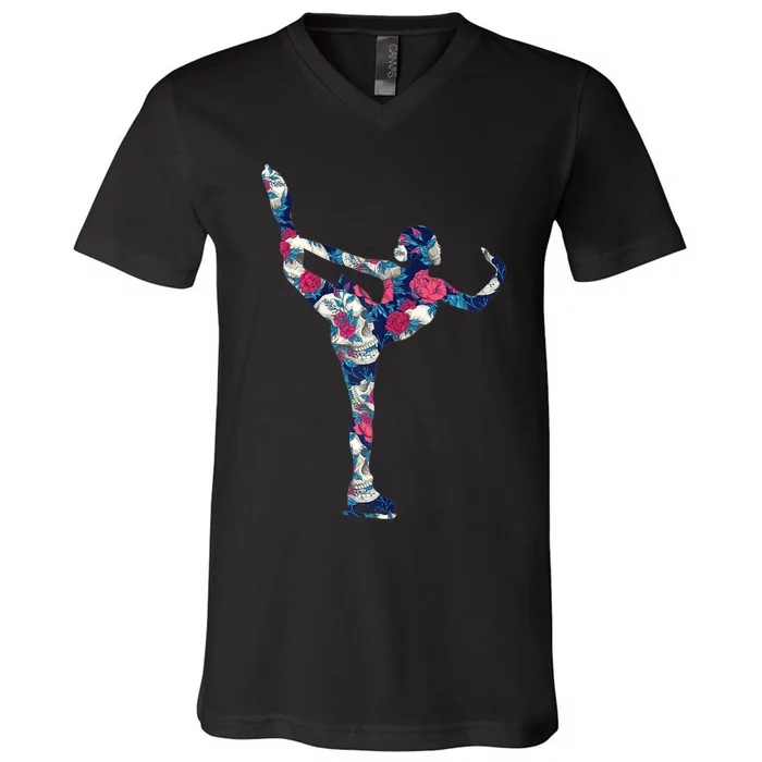 Girls And Wo Ice Skating V-Neck T-Shirt