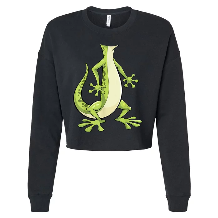 Gecko Adult Women Green Lizard Costume Cropped Pullover Crew