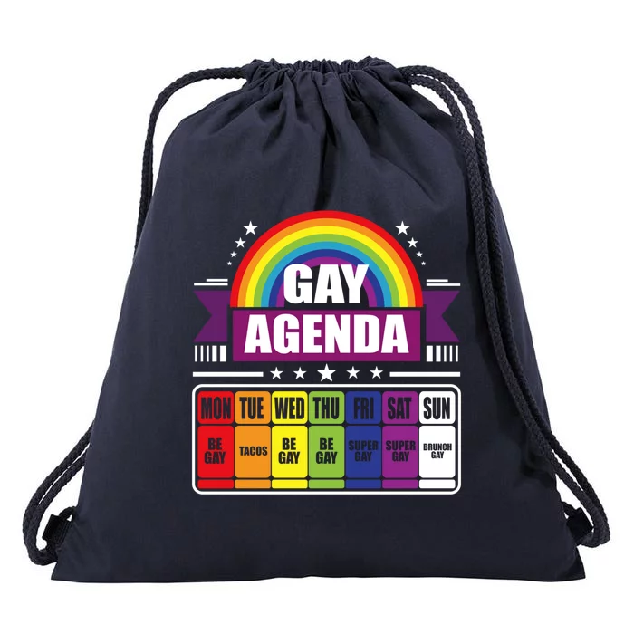 Gay Agenda Weekly Schedule Pride Lgbt Month Funny Gift Drawstring Bag