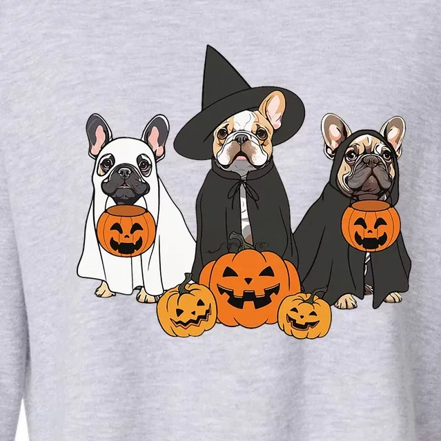 Ghost And Witch French Bulldog French Bulldog Halloween Cropped Pullover Crew