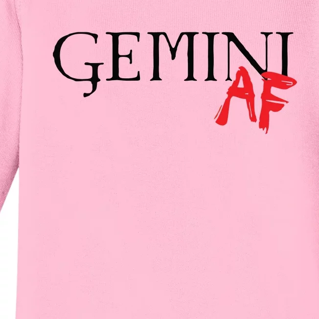 Gemini AF Zodiac Star Sign Astrology Minimalist Baby Long Sleeve Bodysuit