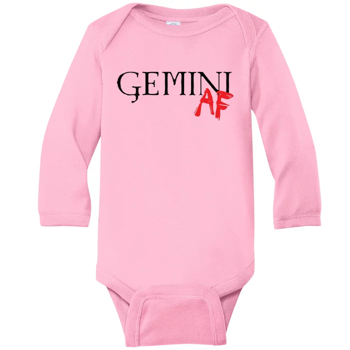 Gemini AF Zodiac Star Sign Astrology Minimalist Baby Long Sleeve Bodysuit