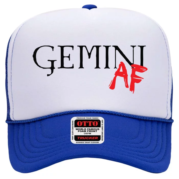 Gemini AF Zodiac Star Sign Astrology Minimalist High Crown Mesh Trucker Hat