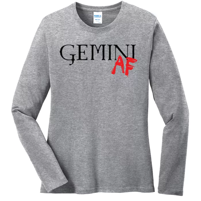 Gemini AF Zodiac Star Sign Astrology Minimalist Ladies Long Sleeve Shirt