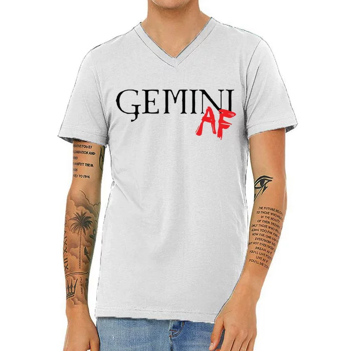 Gemini AF Zodiac Star Sign Astrology Minimalist V-Neck T-Shirt