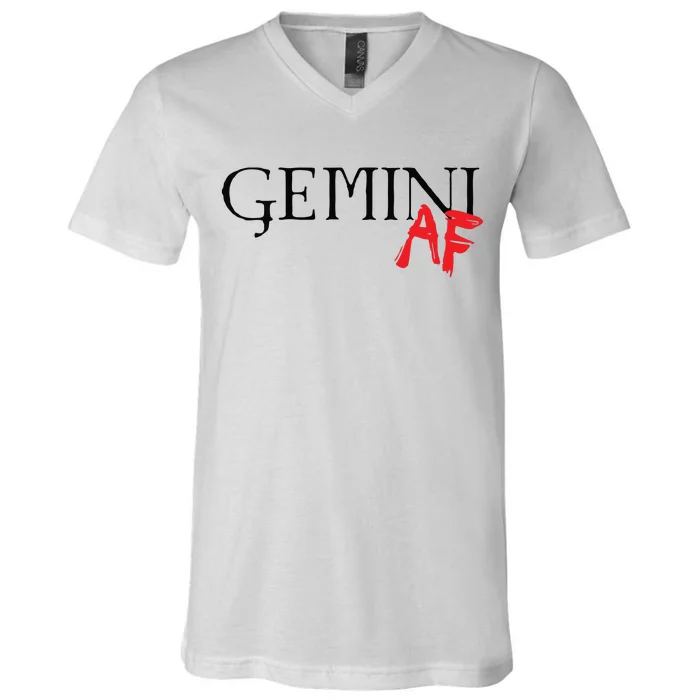 Gemini AF Zodiac Star Sign Astrology Minimalist V-Neck T-Shirt