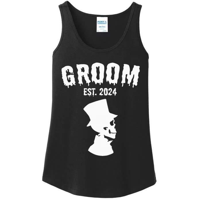 Groom Bride 2024 Skeleton Couples Matching Wedding Halloween Ladies Essential Tank