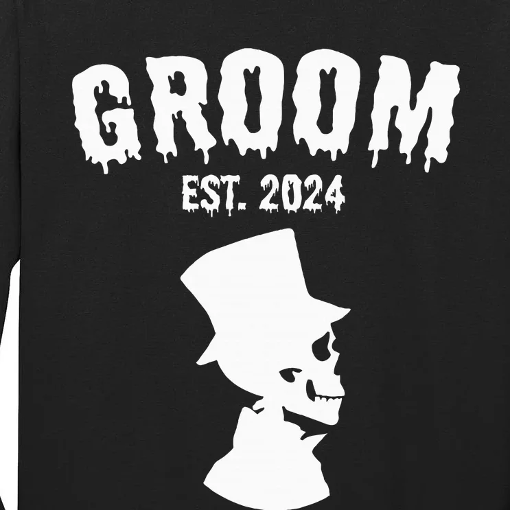 Groom Bride 2024 Skeleton Couples Matching Wedding Halloween Tall Long Sleeve T-Shirt