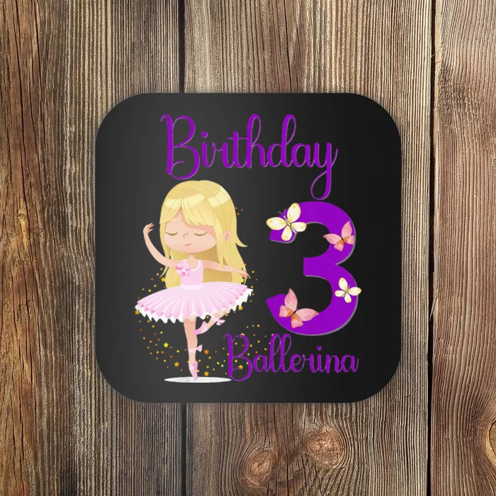 Girl Ballerina 3rd Birthday Party Theme 3 Years Old Ballet Dancer Coaster