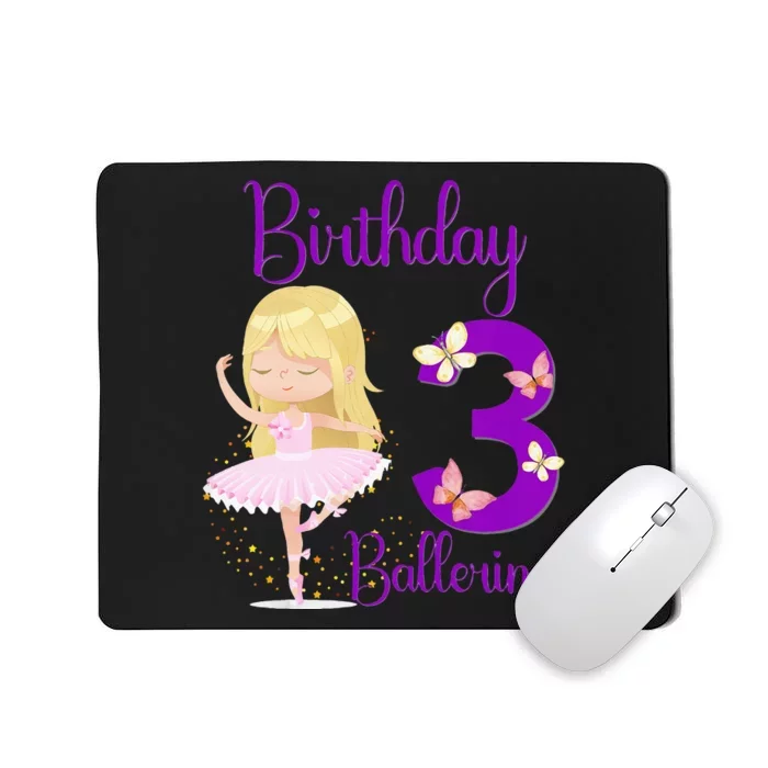 Girl Ballerina 3rd Birthday Party Theme 3 Years Old Ballet Dancer Mousepad