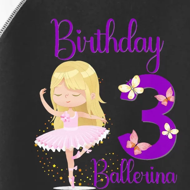 Girl Ballerina 3rd Birthday Party Theme 3 Years Old Ballet Dancer Toddler Fine Jersey T-Shirt