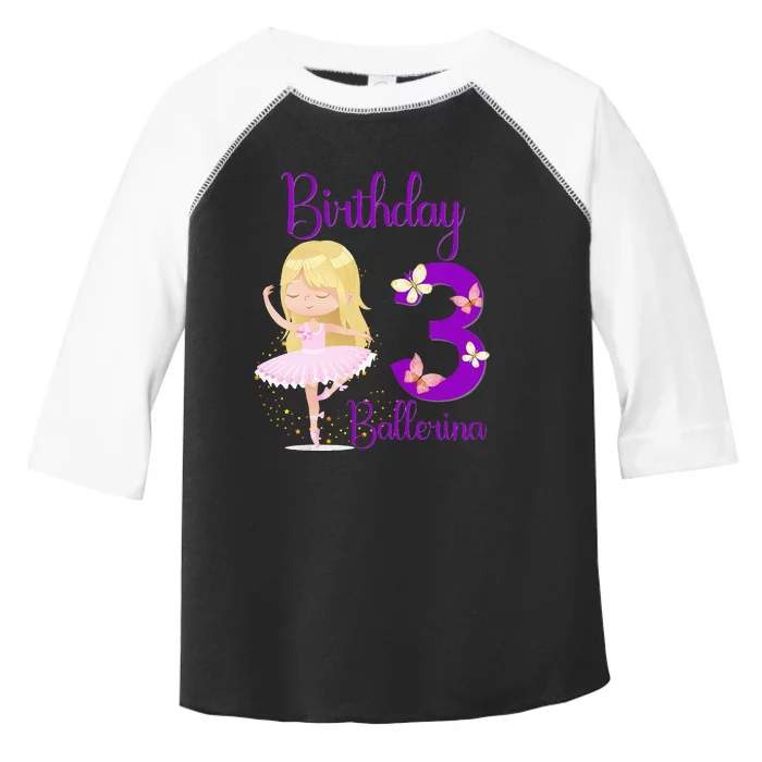 Girl Ballerina 3rd Birthday Party Theme 3 Years Old Ballet Dancer Toddler Fine Jersey T-Shirt