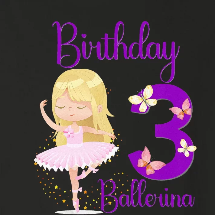 Girl Ballerina 3rd Birthday Party Theme 3 Years Old Ballet Dancer Toddler Long Sleeve Shirt