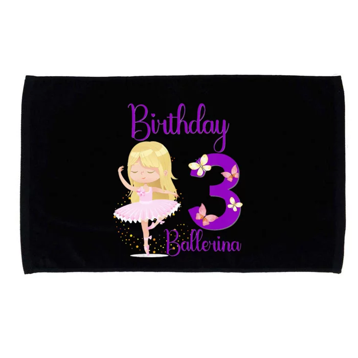 Girl Ballerina 3rd Birthday Party Theme 3 Years Old Ballet Dancer Microfiber Hand Towel