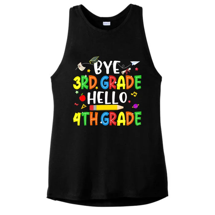 Graduation Bye 3rd Grade Hello 4th Grade Back to School Ladies Tri-Blend Wicking Tank